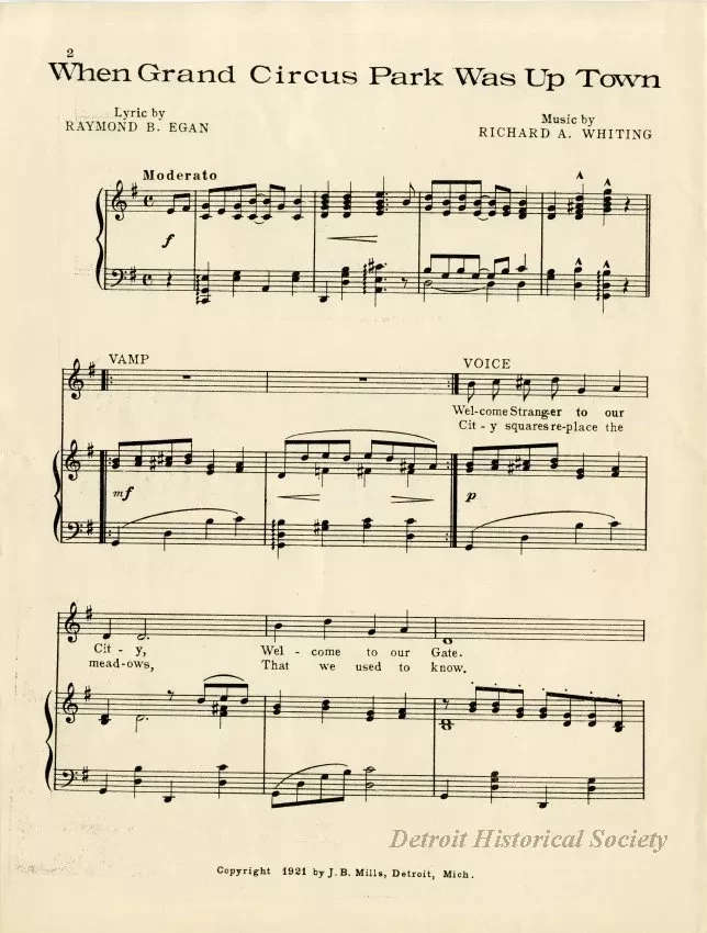 Music, Sheet - When Grand Circus Park Was Uptown
