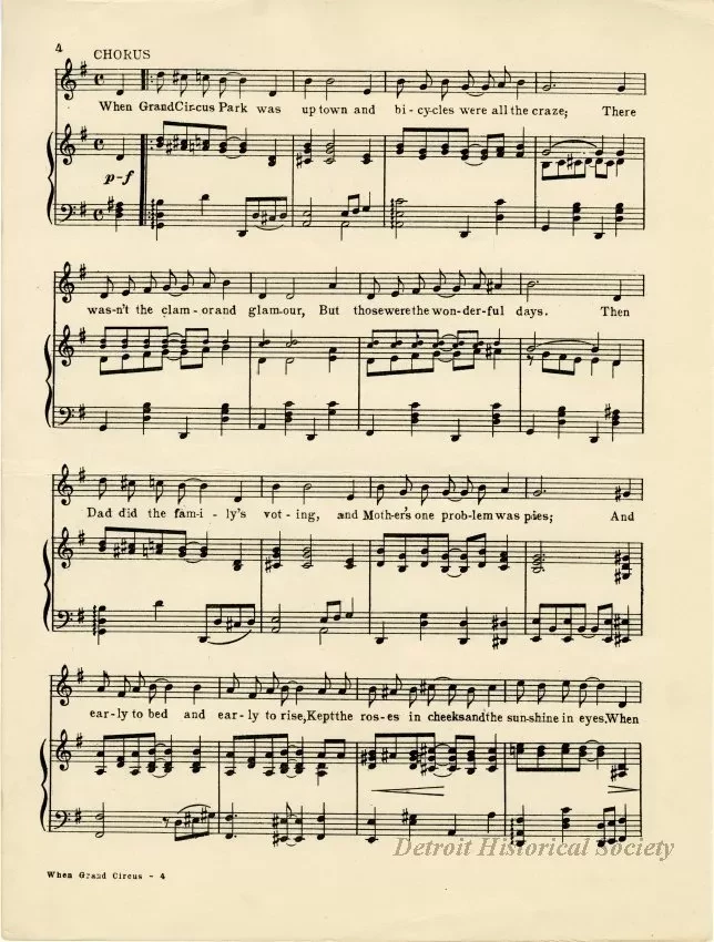 Music, Sheet - When Grand Circus Park Was Uptown