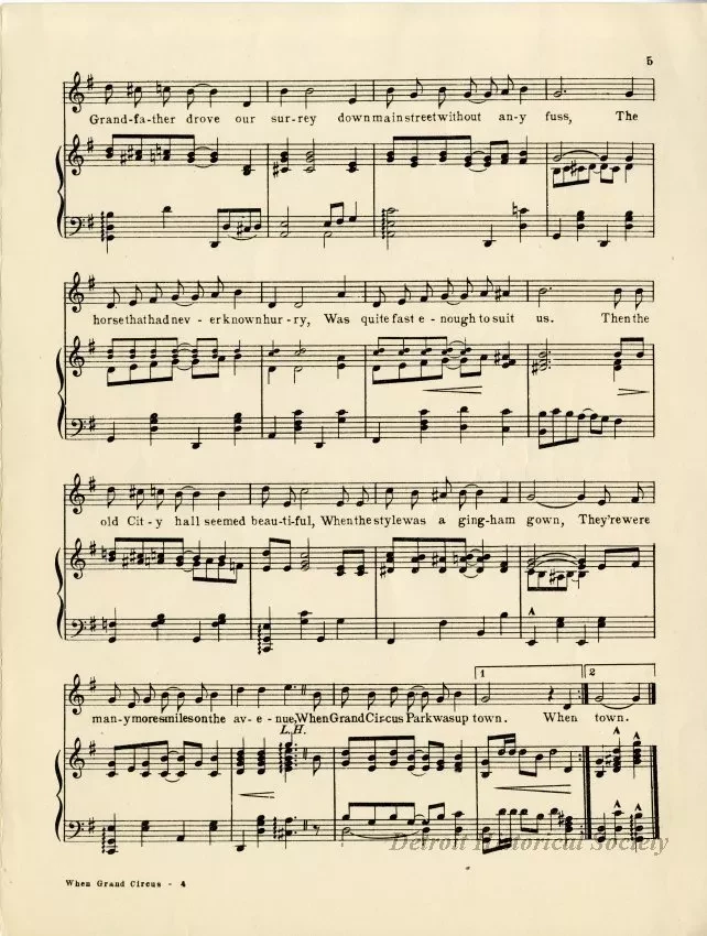 Music, Sheet - When Grand Circus Park Was Uptown