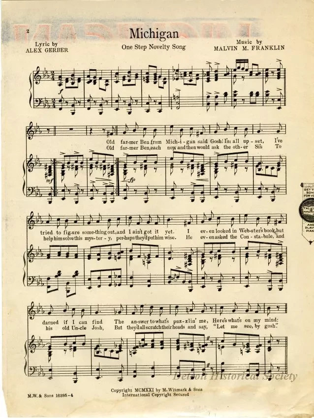 Music, Sheet - Michigan