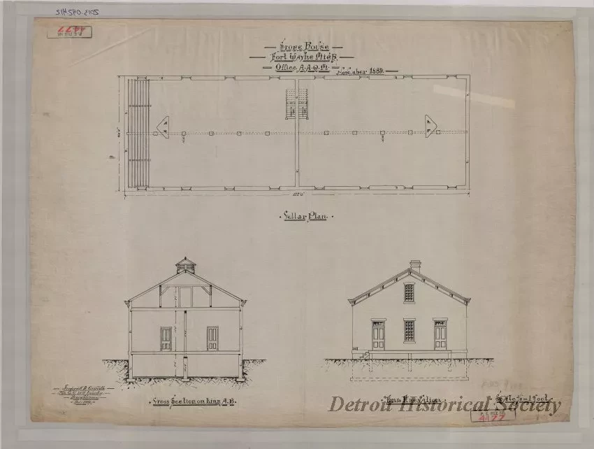 Drawing, Architectural - Store House, Fort Wayne, Michigan.
Office A.A.Q.M., November, 1889