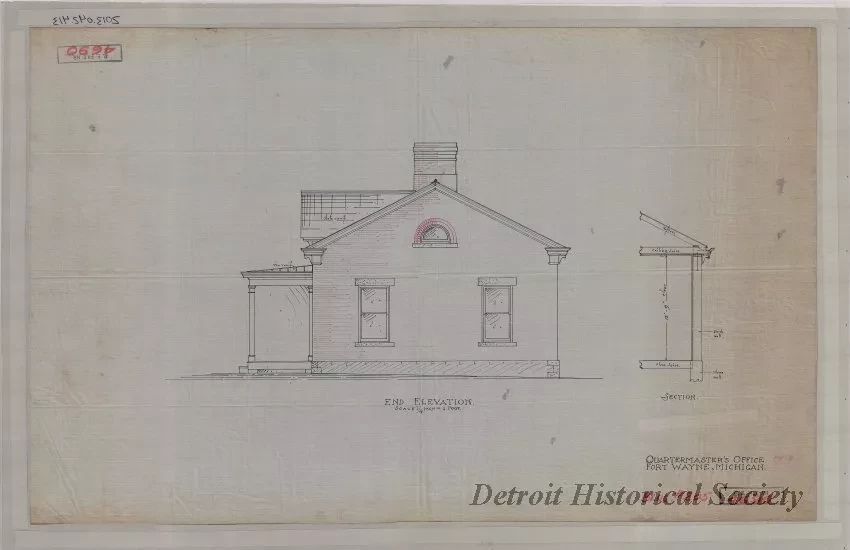 Drawing, Architectural - Quartermaster's Office, Fort Wayne, Michigan