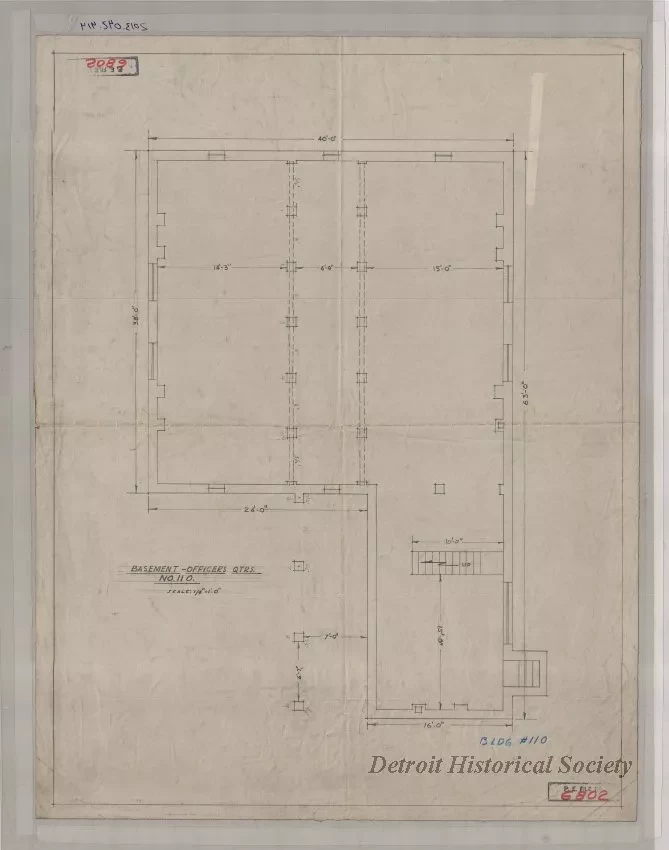 Drawing, Architectural - Basement - Officers Qtrs., No. 110