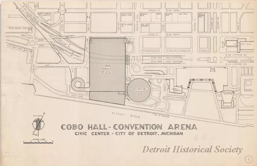 Drawing, Architectural - Cobo Hall - Convention Arena,
Civic Center - City of Detroit, Michigan