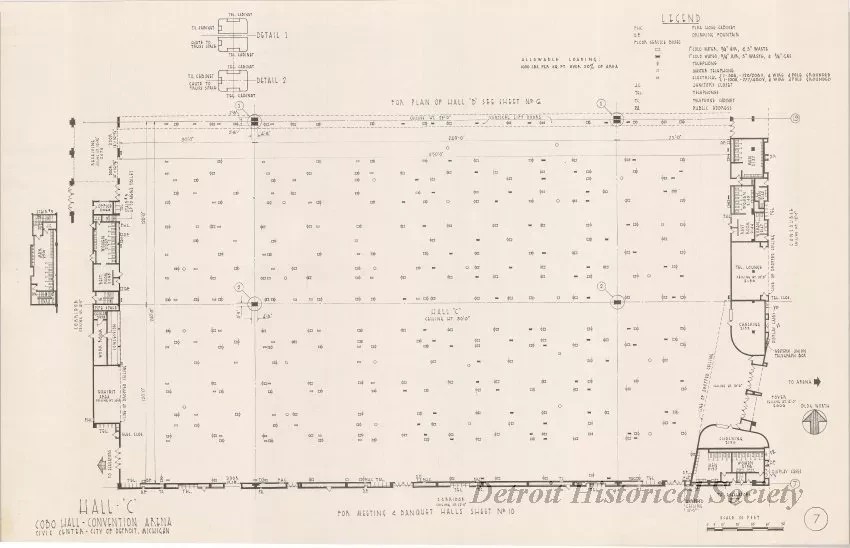 Drawing, Architectural - Hall C,
Cobo Hall - Convention Arena, 
Civic Center - City of Detroit, Michigan