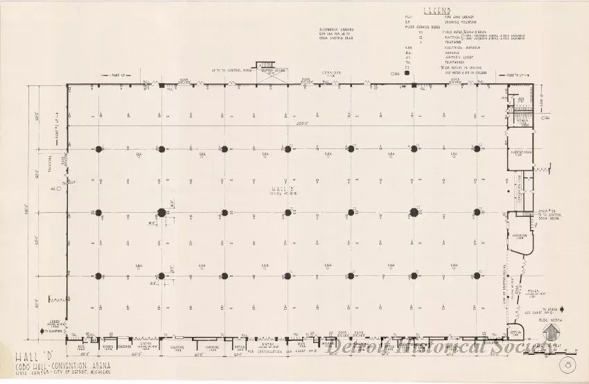 Drawing, Architectural - Hall D, 
Cobo Hall - Convention Arena, 
Civic Center - City of Detroit, Michigan