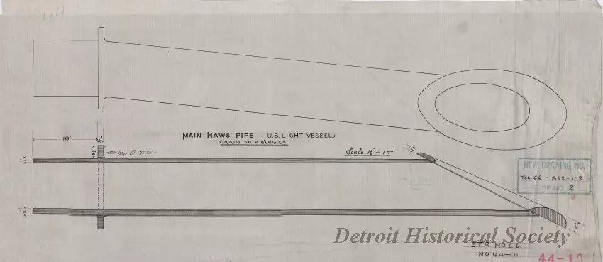 Drawing, Technical - Main Haws[e] Pipe, U. S. Light Vessel