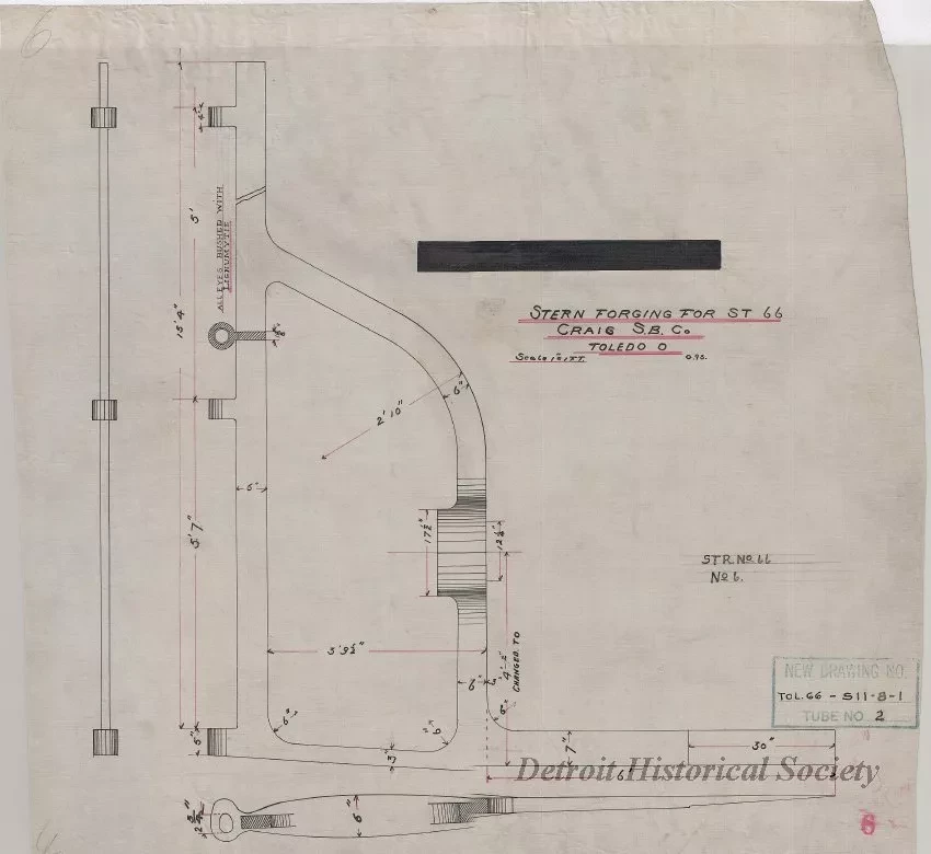 Drawing, Technical - Stern Forging for St. [Steamer] 66