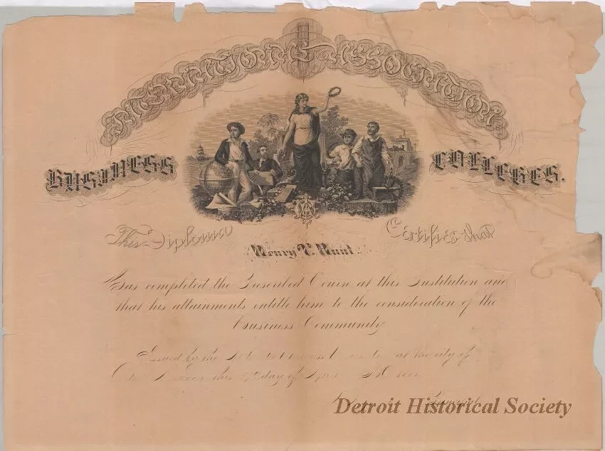 Diploma - Henry T. Hunt Diploma
[Detroit Business University]