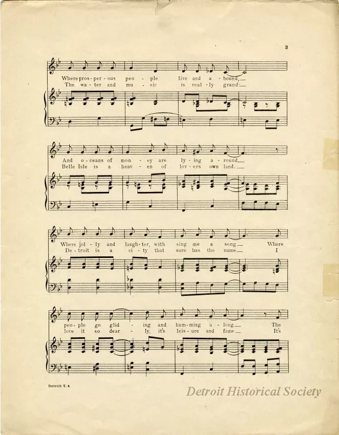 Music, Sheet - Detroit Town is a Good Old Town