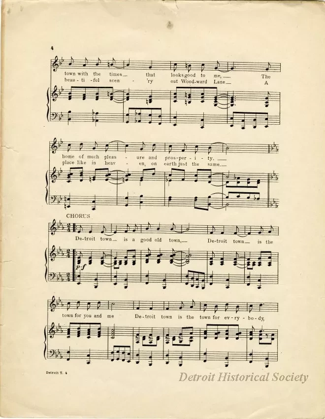 Music, Sheet - Detroit Town is a Good Old Town