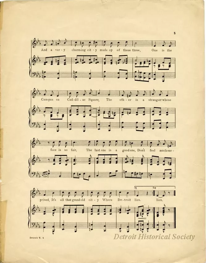 Music, Sheet - Detroit Town is a Good Old Town