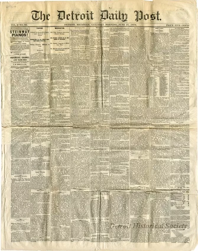 Newspaper - The Detroit Daily Post, Vol. 9, No. 80