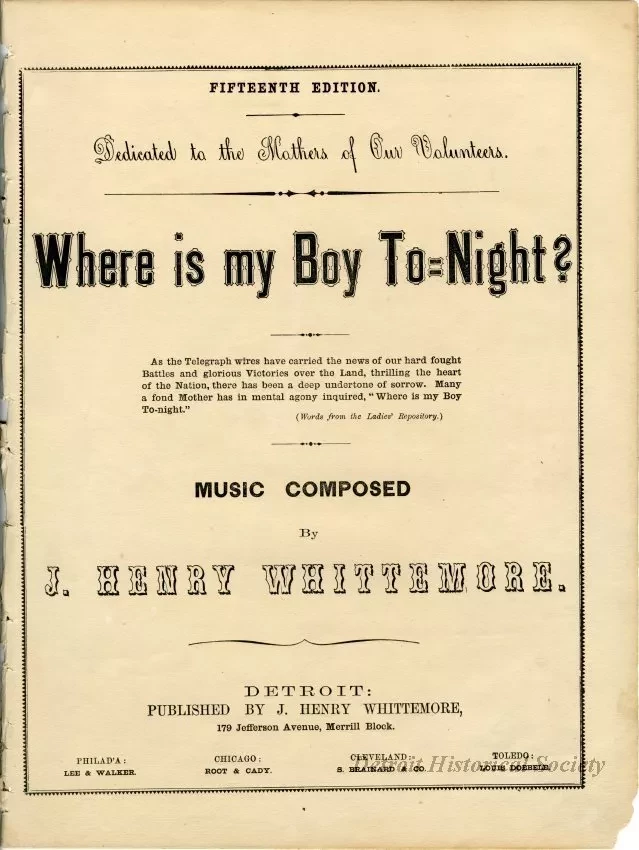 Music, Sheet - Where is My Boy To Night