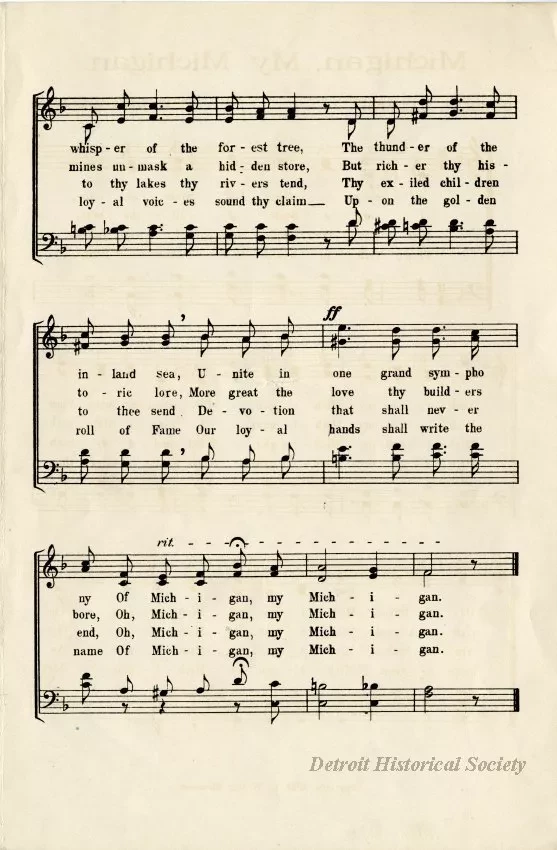 Music, Sheet - Michigan, My Michigan