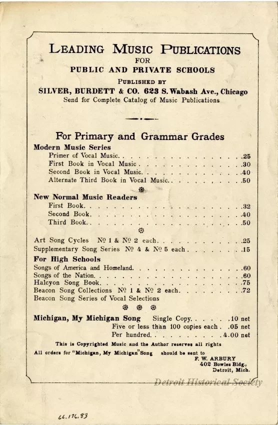 Music, Sheet - Michigan, My Michigan