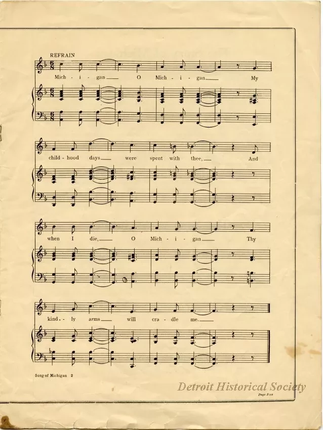 Music, Sheet - The Song of Michigan