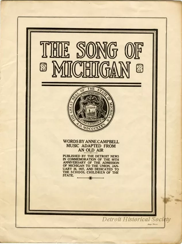 Music, Sheet - The Song of Michigan