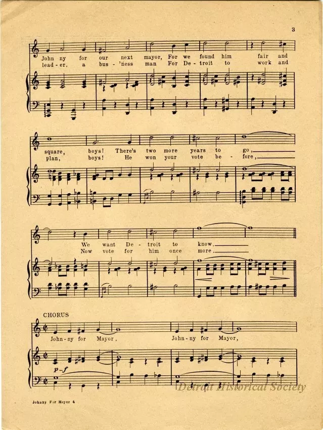 Music, Sheet - Johnny for Mayor