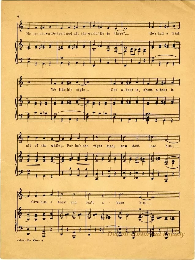 Music, Sheet - Johnny for Mayor