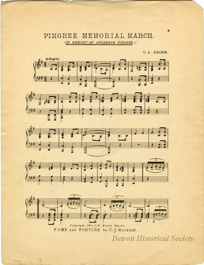 Music, Sheet - Pingree Memorial March