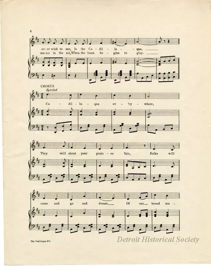 Music, Sheet - The Cadillaqua Song