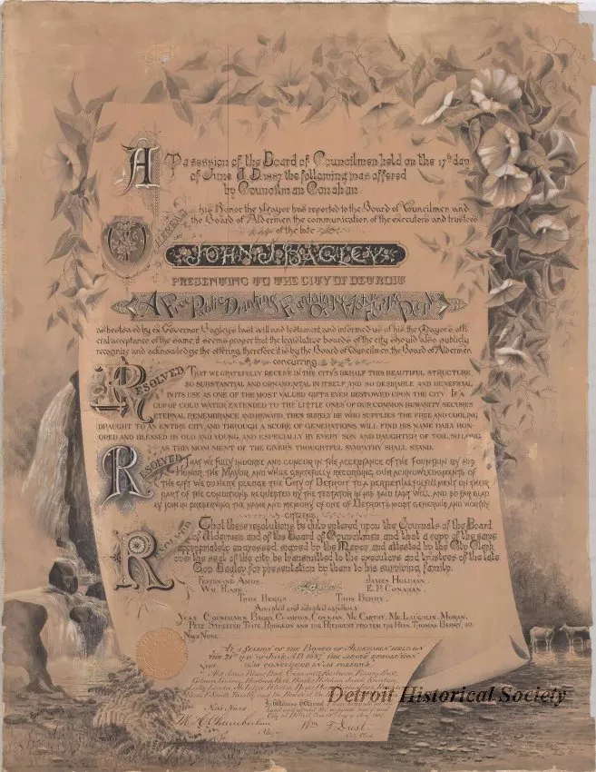 Certificate, Commemorative - John J. Bagley