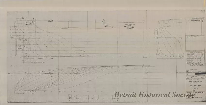 Drawing, Technical - Hull No. 424, Lines For'd 
[SS Richard M. Marshall, SS John Dykstra, SS Benson Ford]