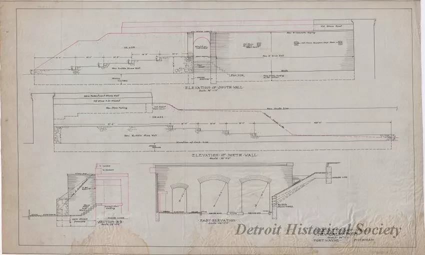 Drawing, Technical - Elevations of Wall, New Sally Port,
Fort Wayne, Michigan