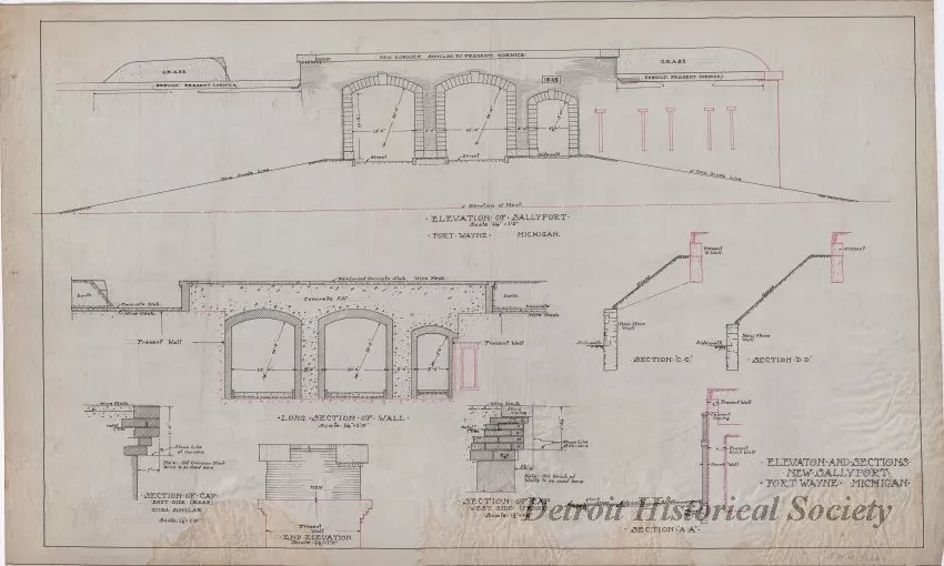 Drawing, Technical - Elevations and Sections,
New Sallyport, Fort Wayne, Michigan