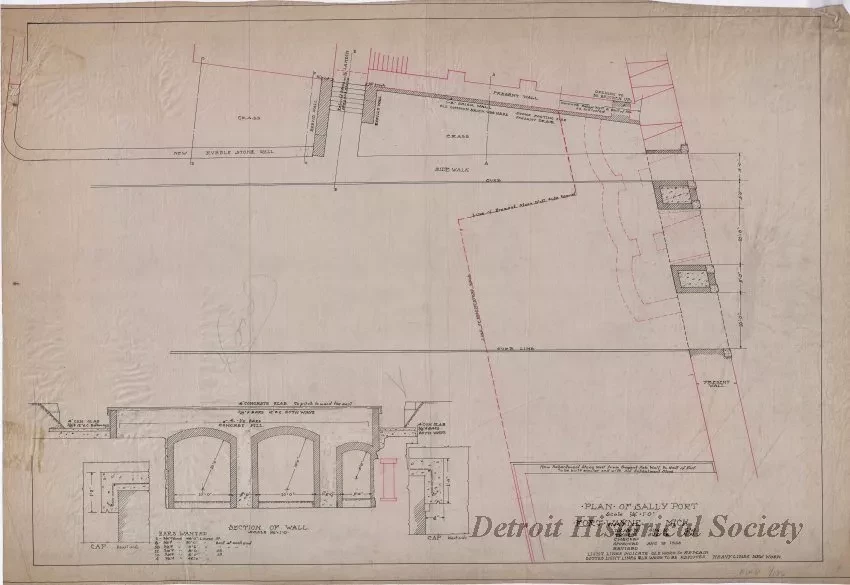 Drawing, Technical - Plan of Sally Port,
Fort Wayne, Michigan