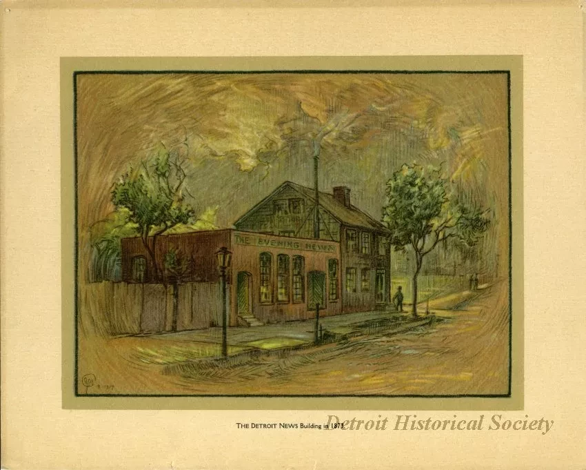 Print - The Detroit News Building in 1873