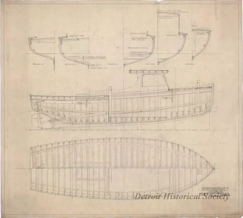 Drawing, Technical - Construction Plan of a 25' x 8'-6" Work Boat
