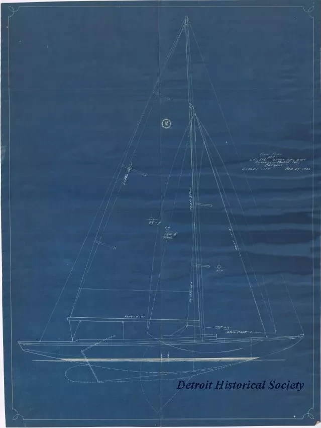 Blueprint - Sail Plan of a 20' x 5'-6" Stock Sail Boat