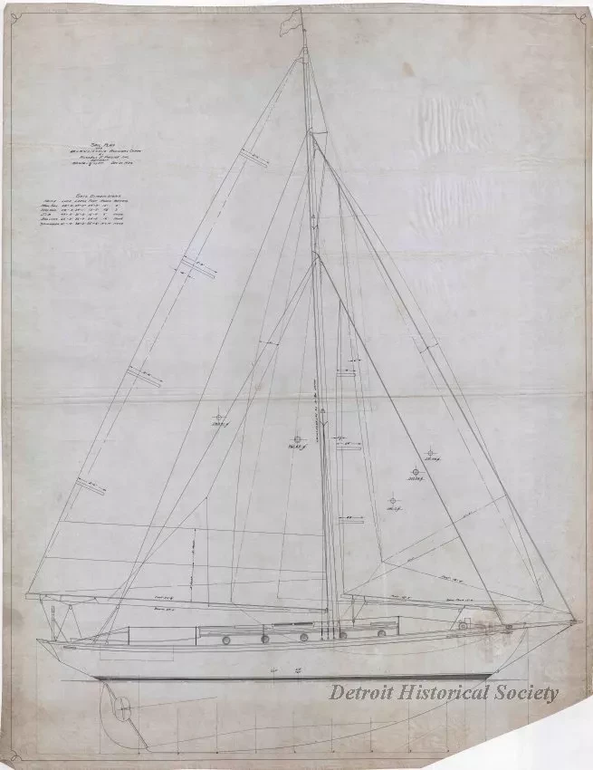 Drawing, Technical - Sail Plan of a 40' x 31'-6" x 10' x 5'-10" Auxiliary Cutter