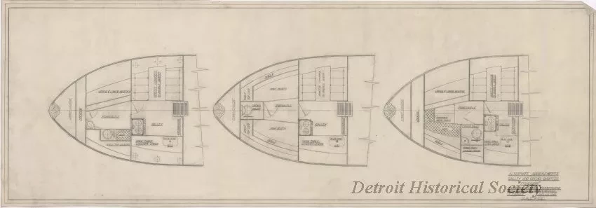 Drawing, Technical - Alternate Arrangements,
Galley and Crew Quarters, Fisher 58
