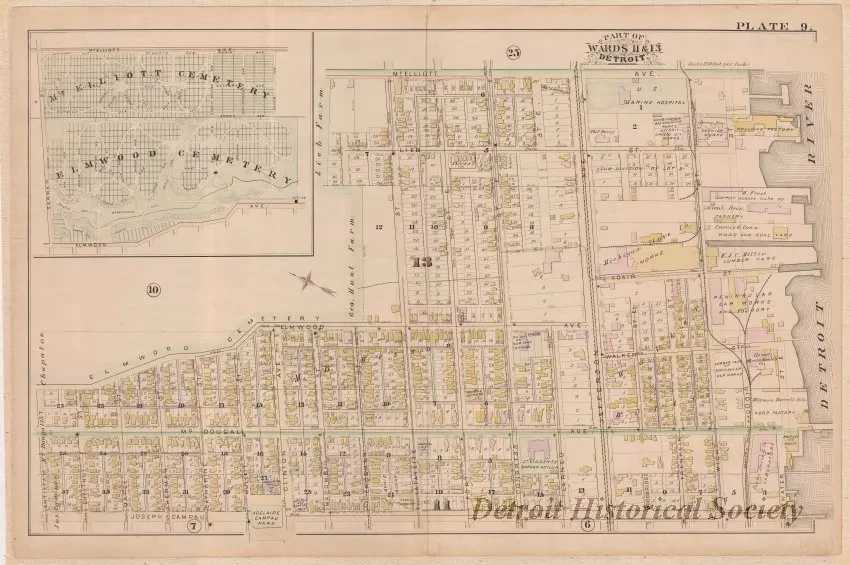 Map - Part of Wards 11 & 13, Detroit
[Atlas of the City of Detroit and Suburbs]