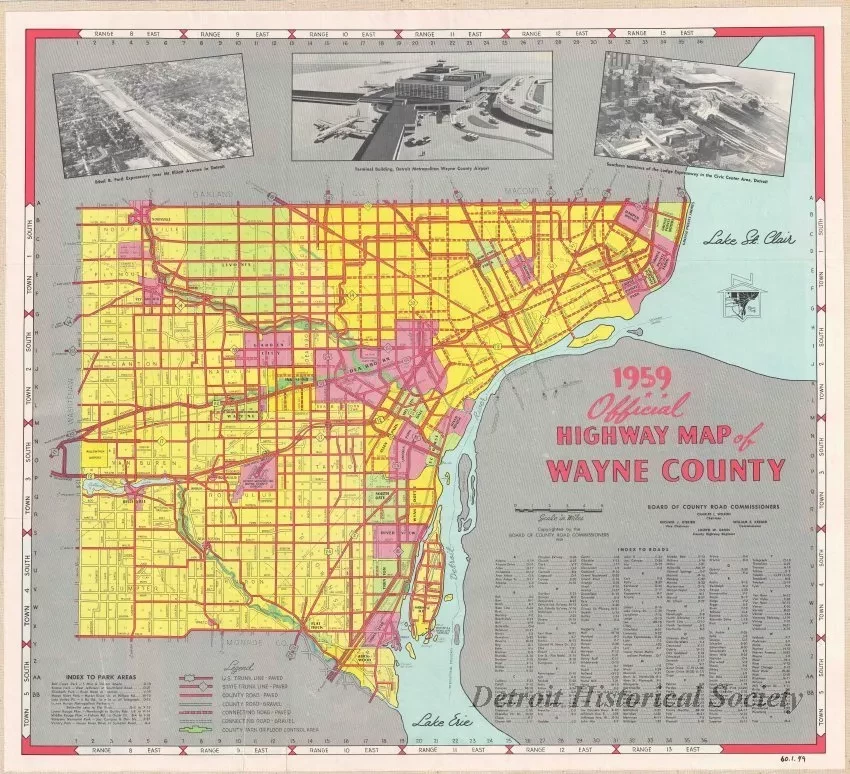 Map 1959 Official Highway Map Of Wayne County Detroit Historical 1960001049 .webp