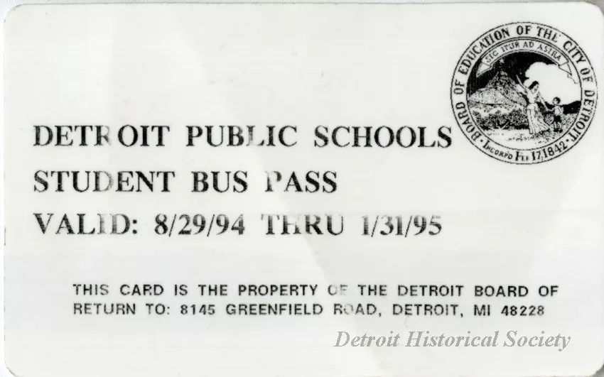 Pass - Detroit Public Schools Student Bus Pass