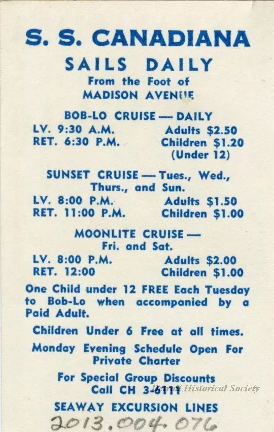 Schedule - S.S. Canadiana