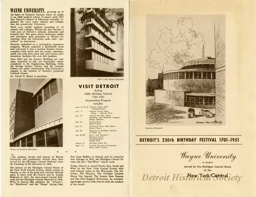 Pamphlet - Detroit's 250th Birthday Festival 1701-1951