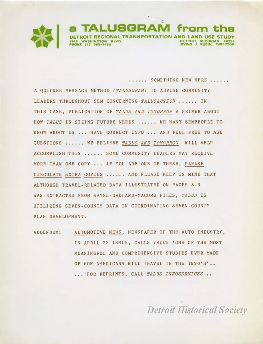 Report - TALUS and Tomorrow