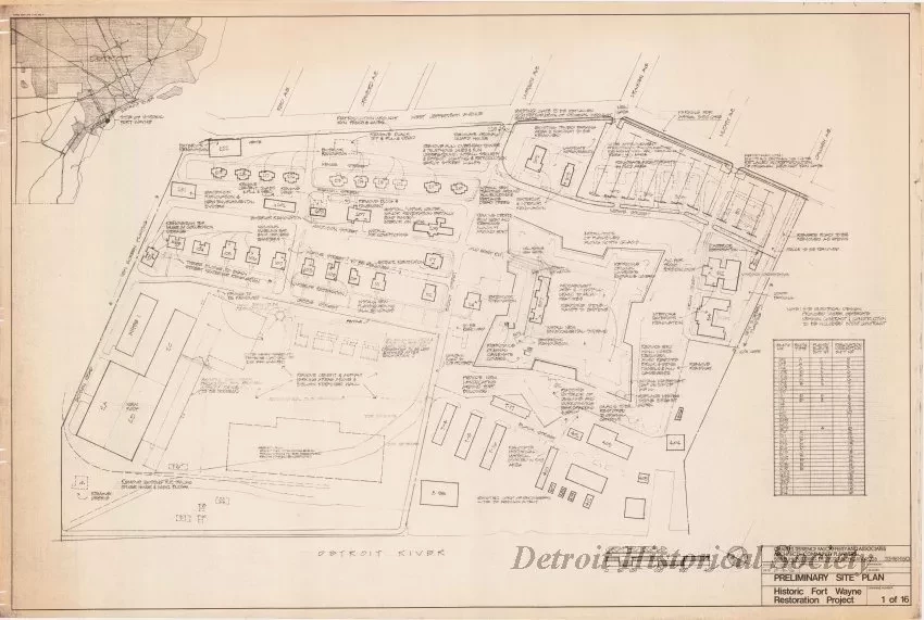 Blueprint - Preliminary Site Plan,
Historic Fort Wayne Restoration Project