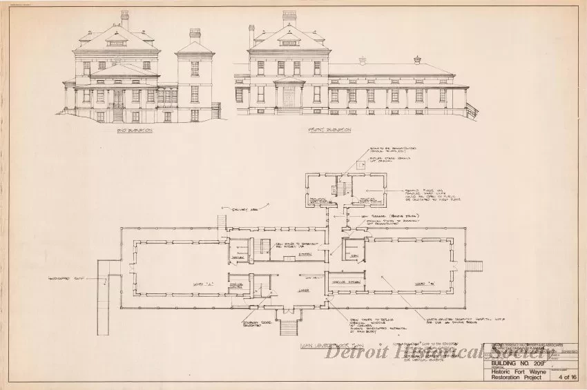 Blueprint - Building No. 209,
Historic Fort Wayne Restoration Project