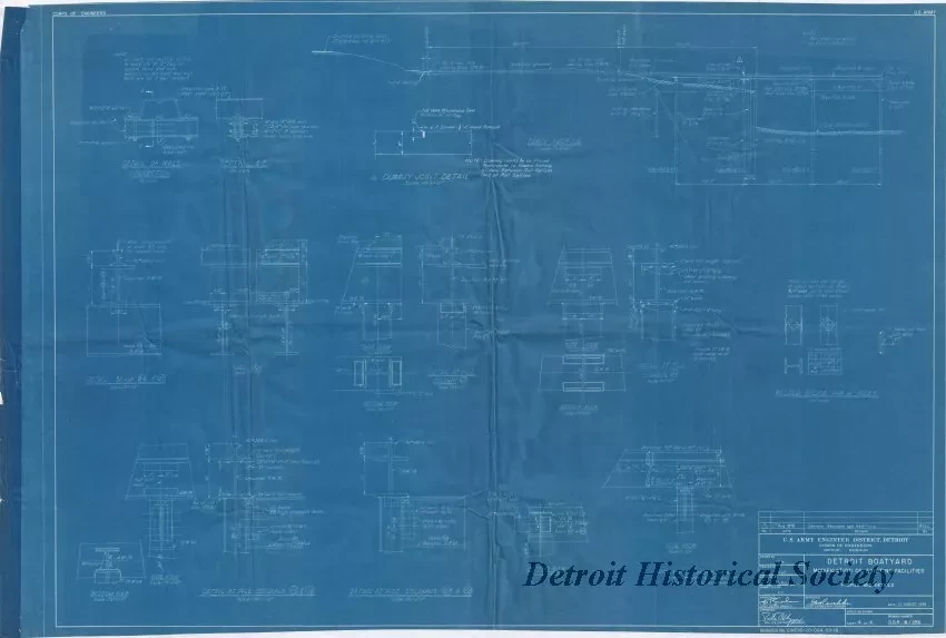 Blueprint - Detroit Boat Yard - 
Modification of Existing Facilities; 
Profile and Details