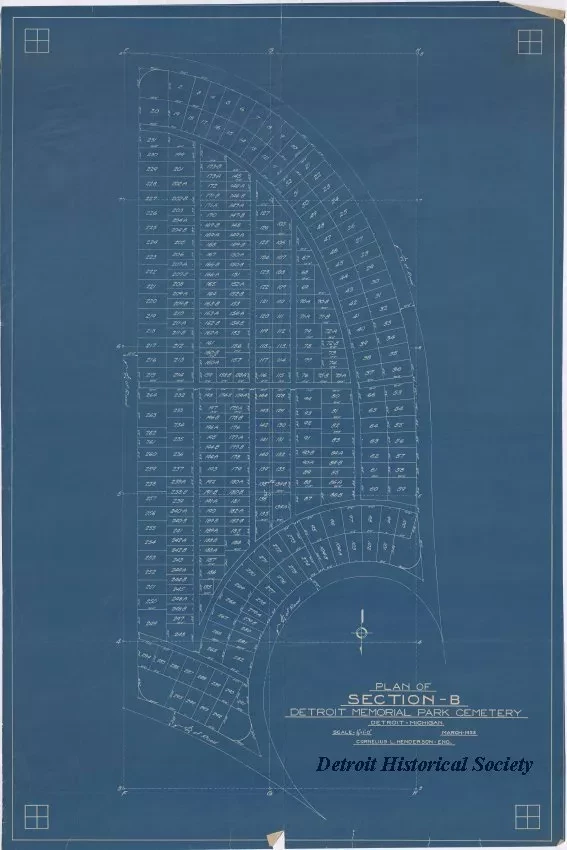 Survey, Land - Plan of Section B,
Detroit Memorial Park Cemetery