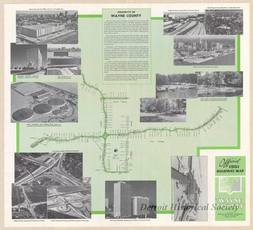Map - Official 1961 Highway Map - Wayne County