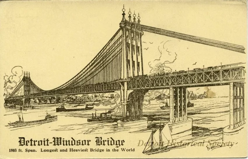 Postcard - Detroit-Windsor Bridge
