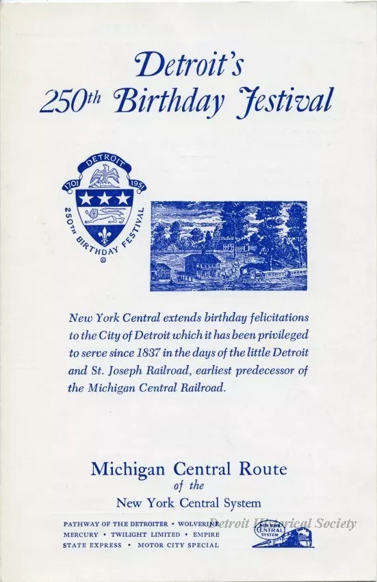 Menu - Detroit's 250th Birthday Festival