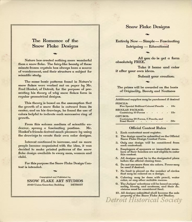 Packet - Wonder Design Forms, Snow Flake Pattern